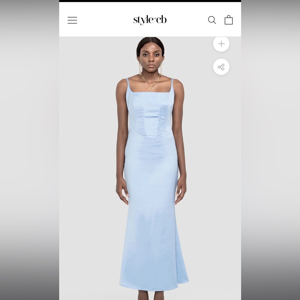 SATIN CORSET MAXI DRESS IN BLUE
